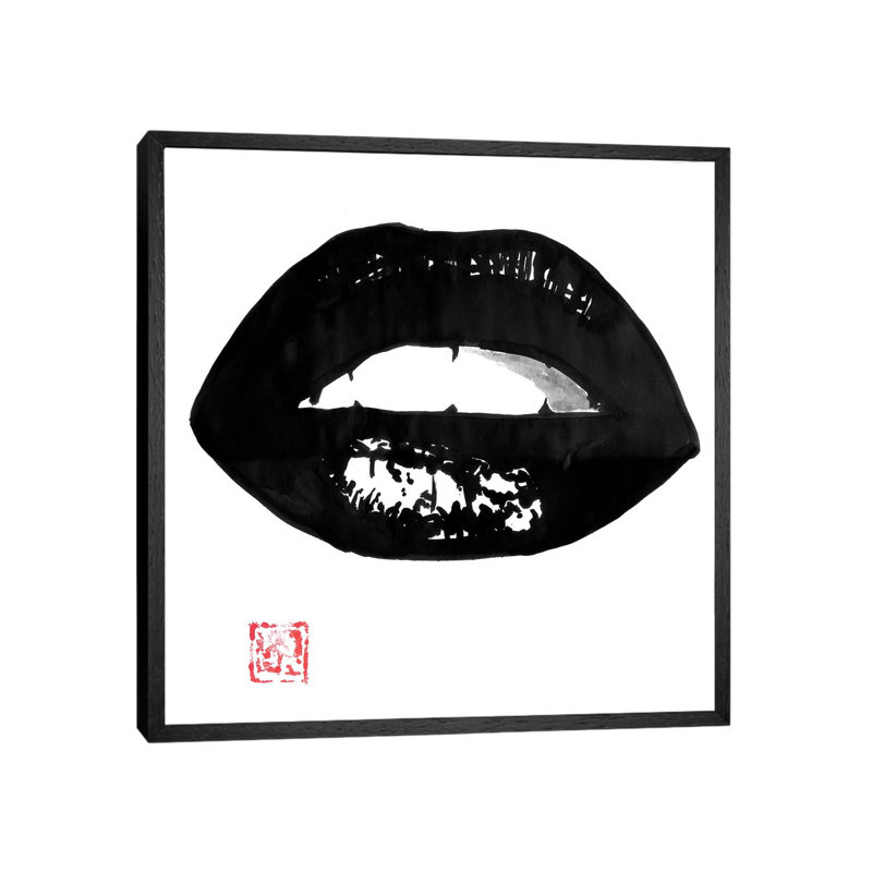 Lips Ii by Péchane - Painting on Canvas, Black Framed, 93.98 cm H x 93.98 cm W