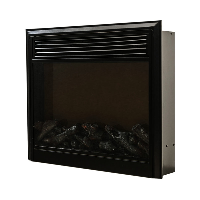 Foyer de télévision avec miroir en acrylique, effet de flamme réaliste, 2 couleurs dynamiques, niveaux de luminosité, télécommande intelligente pour la température et la minuterie, espace de vie principal parfait, style américain, noir, 26,53 po