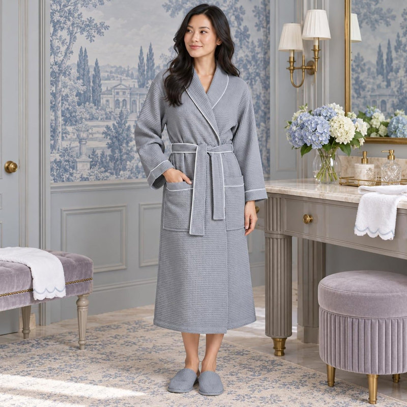 Peignoir gaufré LOTUS LINEN, M, gris
