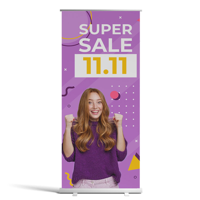Bannière enroulable rétractable M&T Super Eco, H 79 po x l 50 po