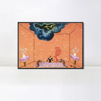 Art numérique sur toile encadrée, série # 075, par Salvador Dali, art mural pour le salon, décorations pour bureau à domicile (cadre de couleur bois mince, 18 po x 24 po)