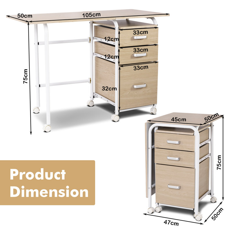 Metal Base Computer Desk, White, Natural