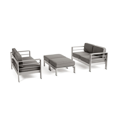 Hilary Outdoor Aluminum Loveseat set with Cushions