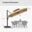Grand parasol en porte-à-faux carré de 10 pi avec base et rotation à 60 degrés-131298003