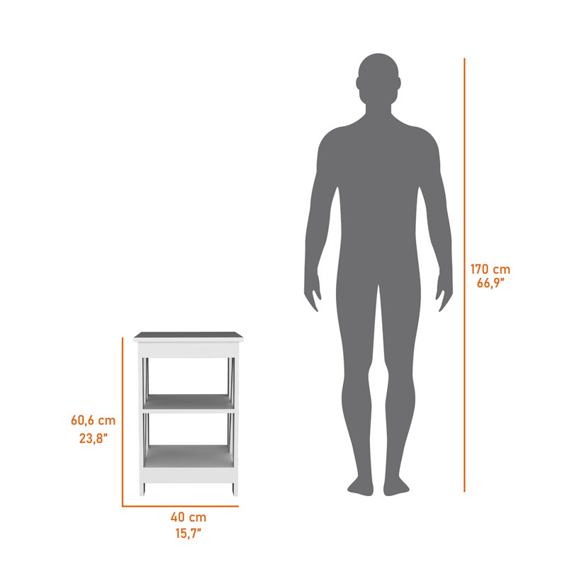 Table d'appoint Clio, avec deux tablettes, Blanc