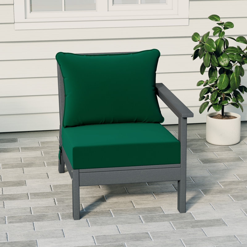 Deep Seating Right Arm Chair With Cushions, Green, Gray
