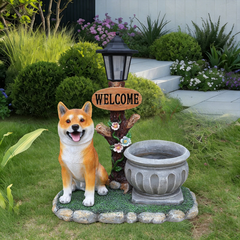 Décoration de jardin pour chien assis Akita