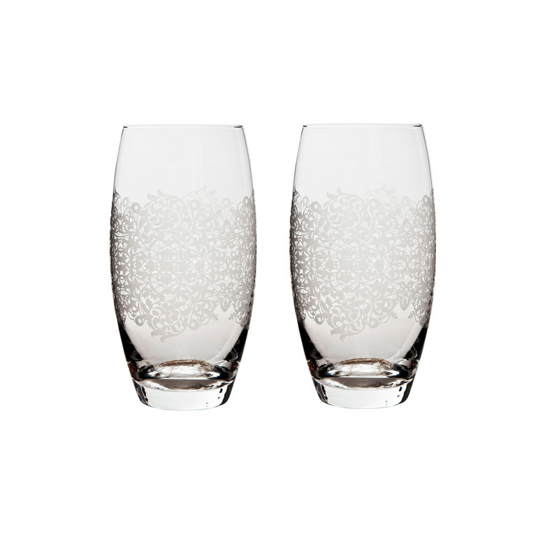 Monsoon Filigree Silver 475ml Glass Tumbler