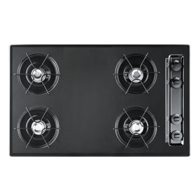 Summit Appliance Battery Ignition 20" 22" 24" 30" 36" 40" 48" 60" Smart 4 Burner Cooktop with Dual Size Power Burner and with Downdraft Ventilation