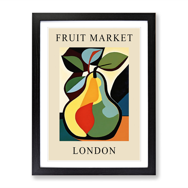 Pear London Fruit Market Exhibition - Single Picture Frame Print on Wood, 64cm H x 46cm W x 2cm D