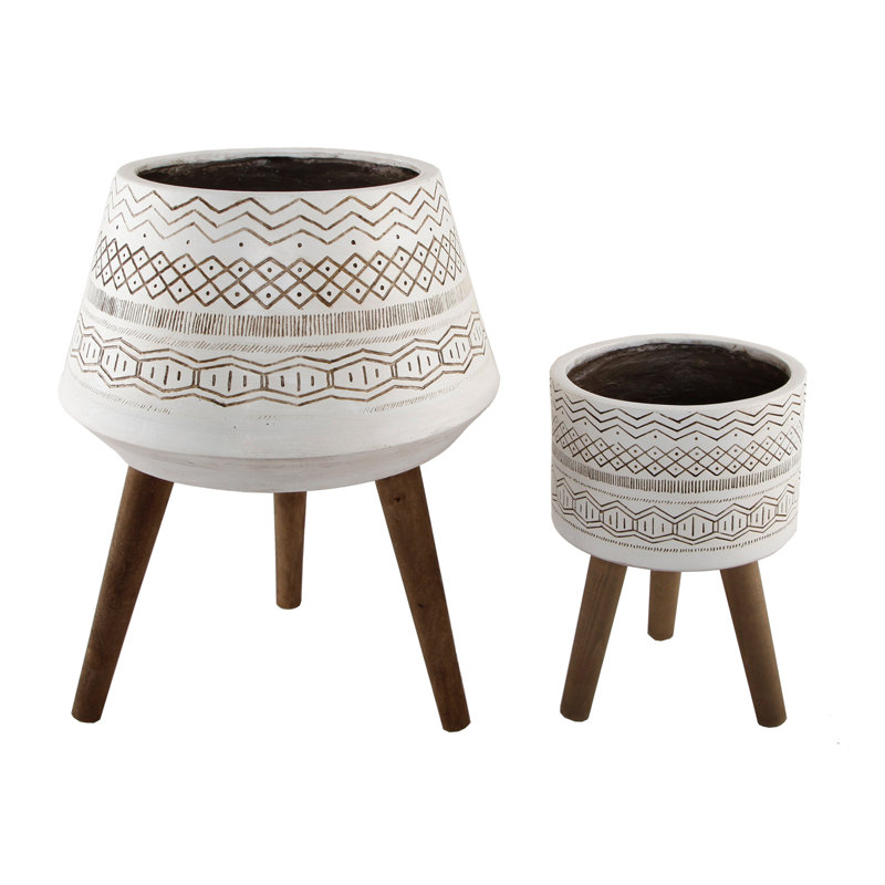 Kubik Pot Planter, White/Brown