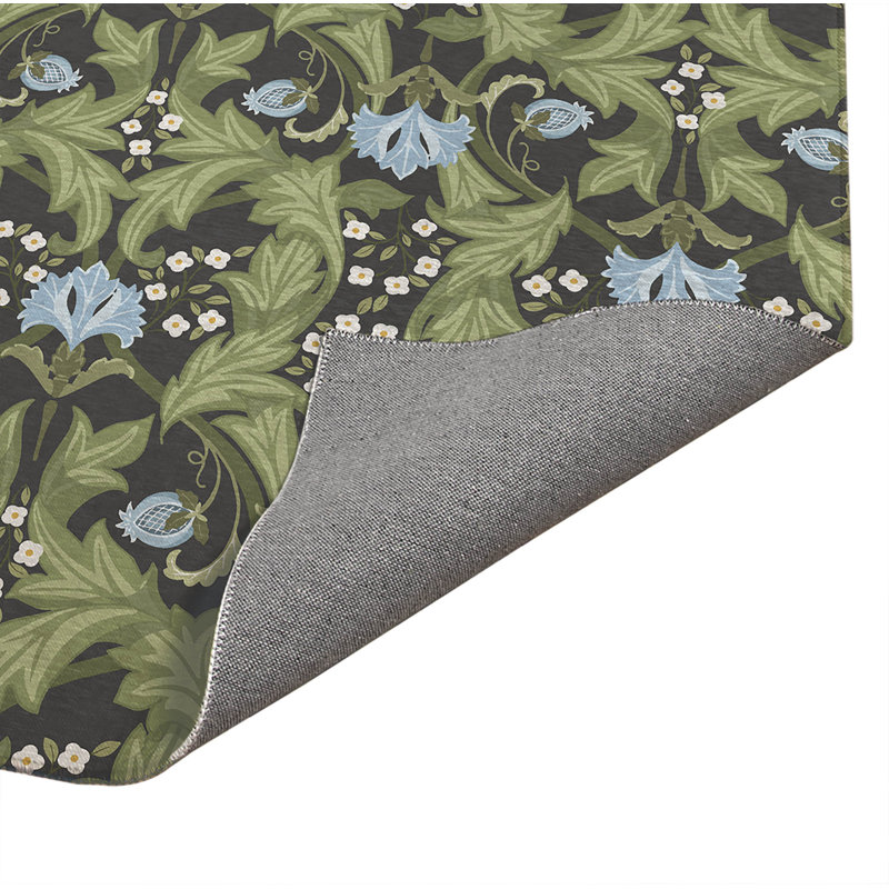 Ogee Leaf Indoor Non-Slip Area Rug, Rectangle 4' x 6'
