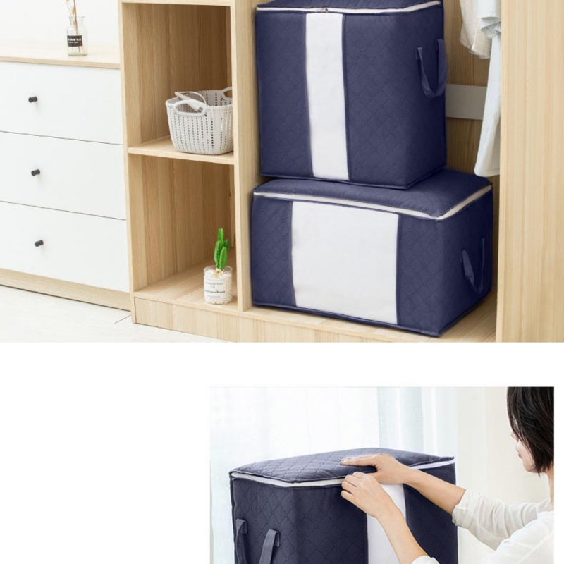 90L Large Storage BagsPack Clothes Storage Bins Foldable Closet Organizer Storage Containers With Handles Thick Fabric For Clothing Blanket Comfor