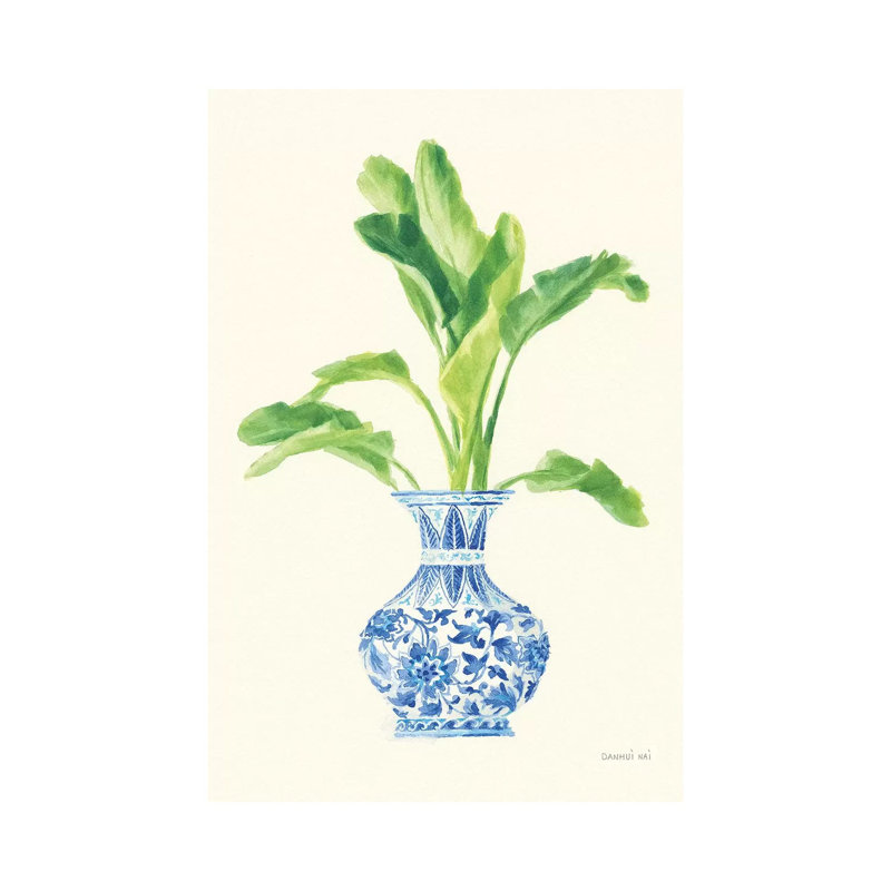 « Palm chinoiserie I » par Danhui nai, reproduction d’art, H 18 po x l 12 po x 1,5 po, Toile tendue, Pas de tapis