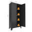 Armoire de rangement en métal noir avec 2 portes galbées et tablettes réglables pour la chambre à coucher et le salon-520969326