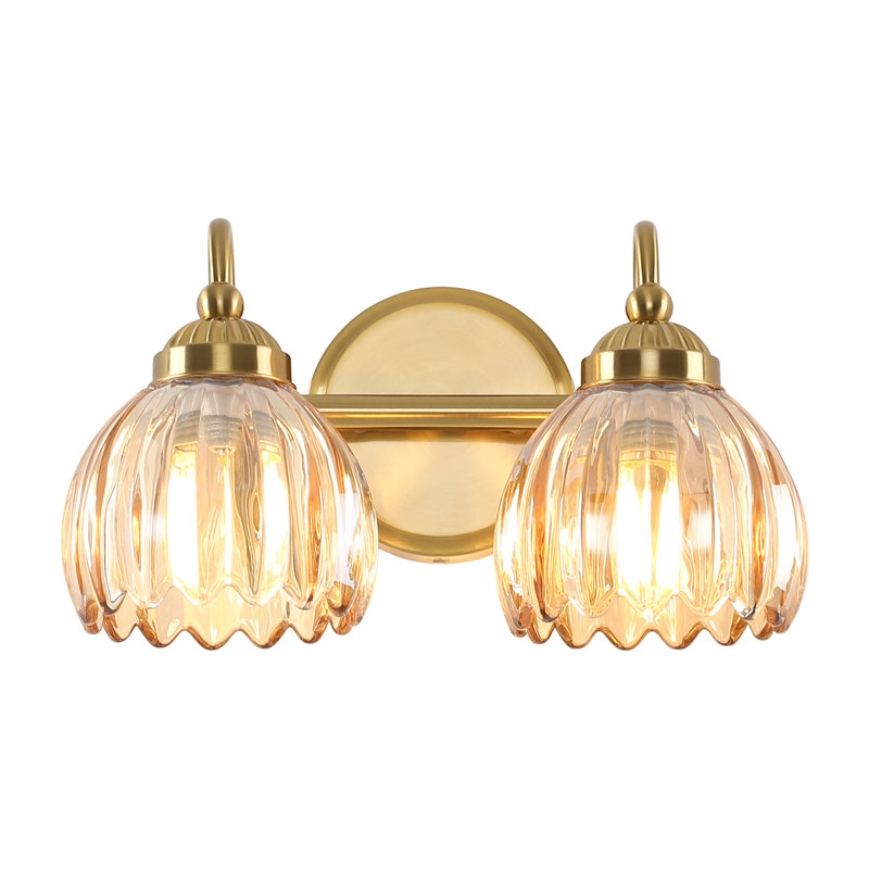 Vintage Bathroom Light Fixtures Tulip Glass Shade (Bulbs Not Included), Rose Gold, 2 Lights
