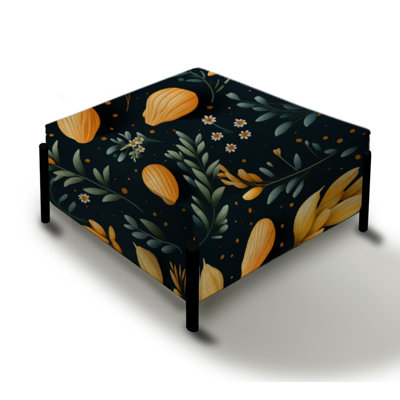 Green And Yellow Ferns Collage - Botanical Large Square Ottoman