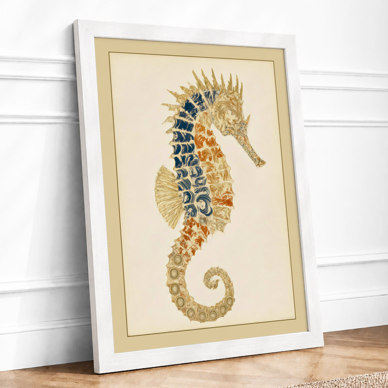 Seahorse In Profile Botanical - Print, A2 - 59.4 x 42.0 cm, White
