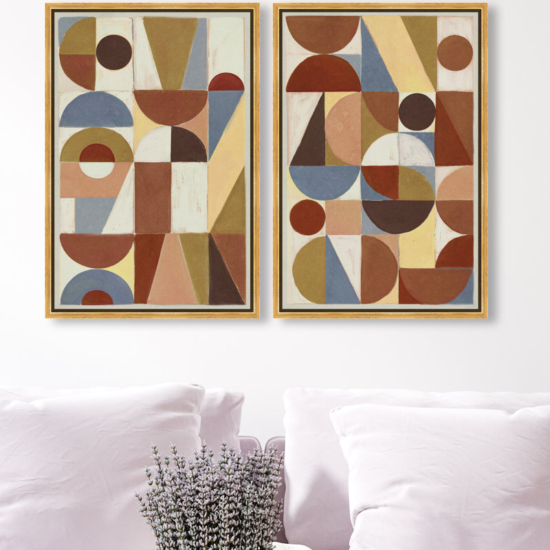 Tiled Set Set by Oliver Gal, 62"H x 42"W, Gold Floater Frame