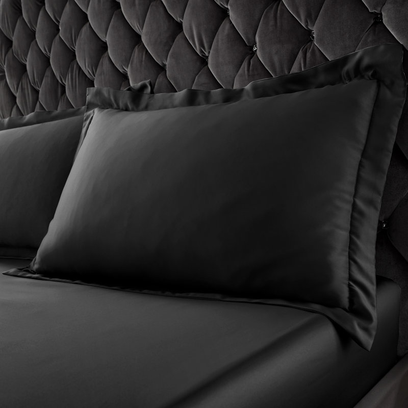 Silky Soft Plain Satin Pillowcase, Black