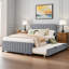 Lit plateforme en velours avec lit gigogne simple Modern-1433504585-1433504587