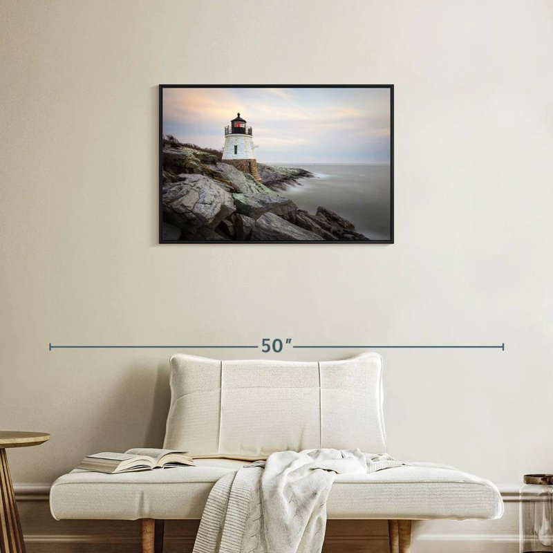 Phare de Coastal Castle Hill, Cadre flottant noir, 31 po x 21 po