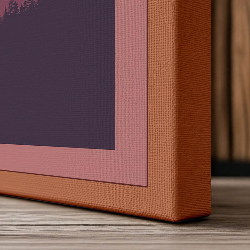 Mountains at Dusk Minimalist - Wrapped Canvas, 30x20 - 76.2 x 50.8 cm, Terracotta Border