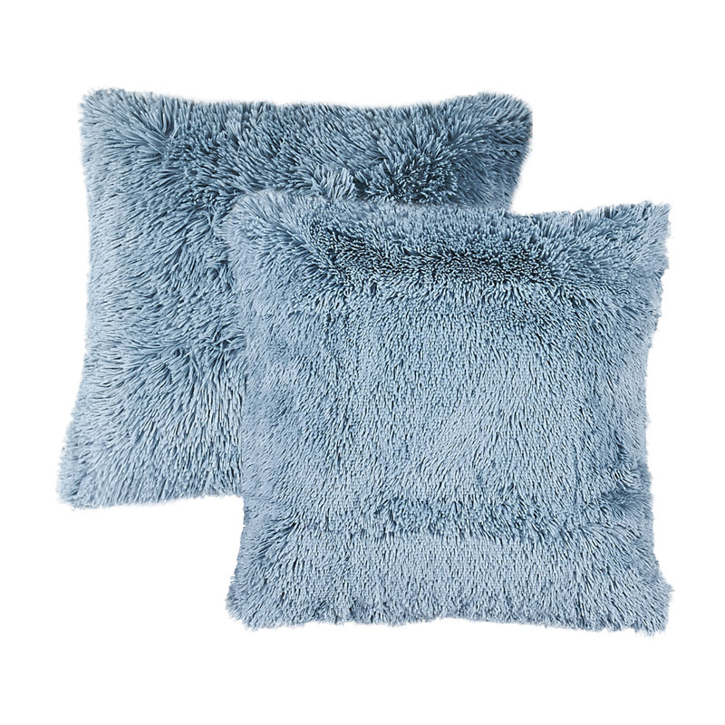 Shaggy Shaggy Euro Square Pillow Cover, Silver Blue