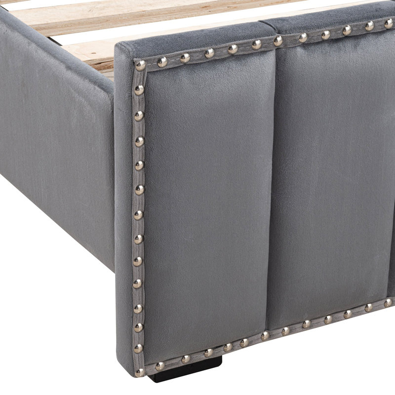 Lit de style contemporain, Queen, Gris foncé