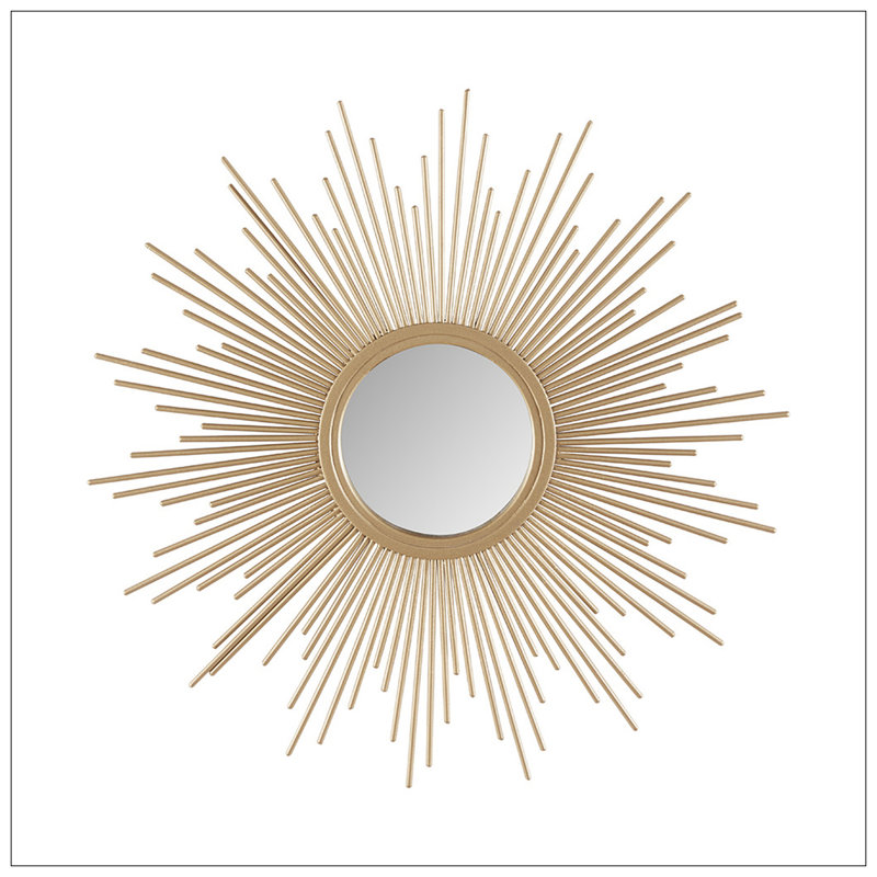Miroir Sunburst, H 0,98 po x l 29,5 po x P 29,5 po, Doré