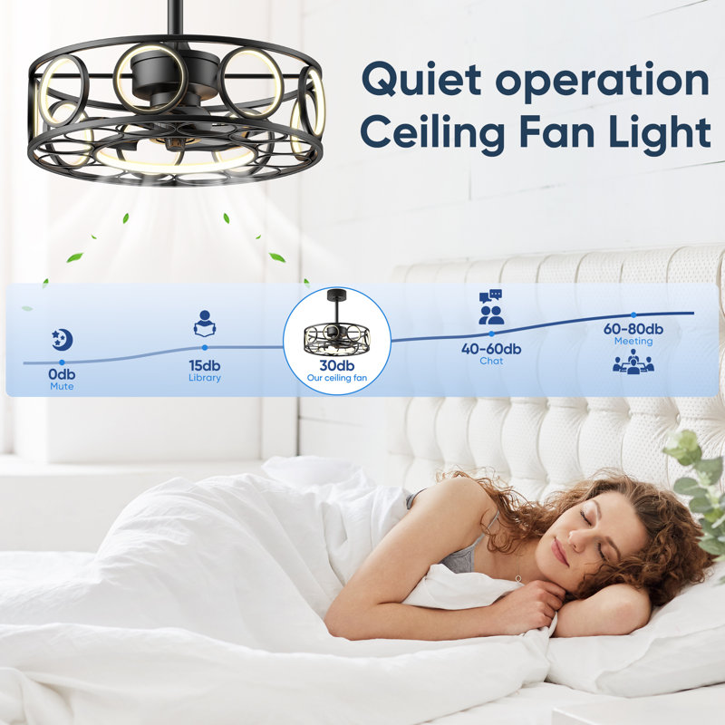 Caged Ceiling Fans With Lights Remote Control, Small Farmhouse Ceiling Fans With Light 3 Color Temperature