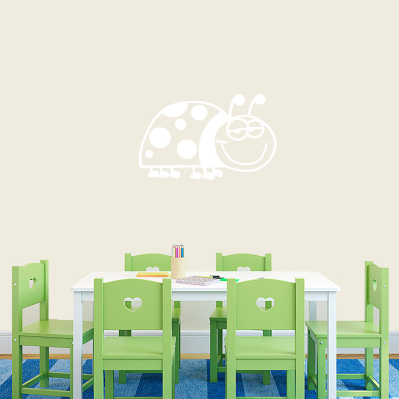 Décalcomanie murale dessin de coccinelle, Blanc