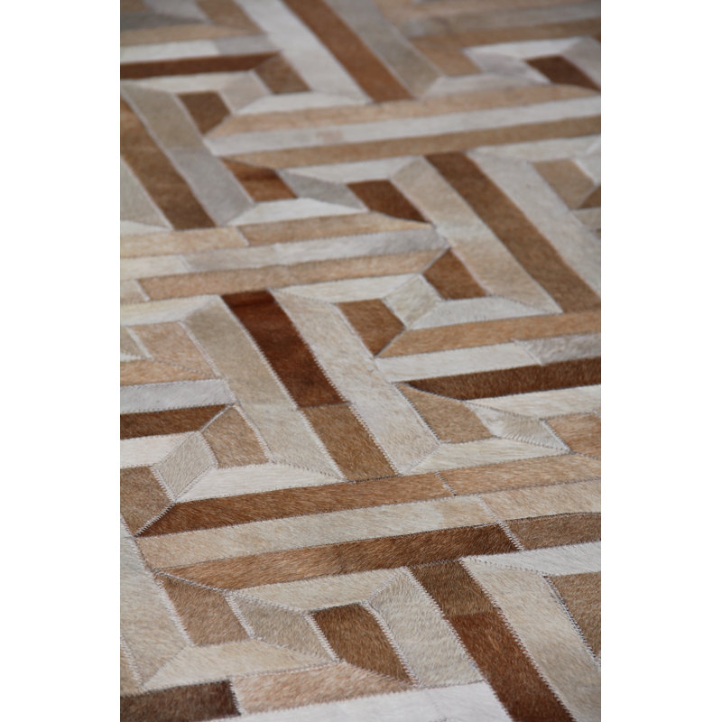 Metro-Velvet Geometric Area Rug in Brown/Gray/Ivory, Rectangle 10' x 14'