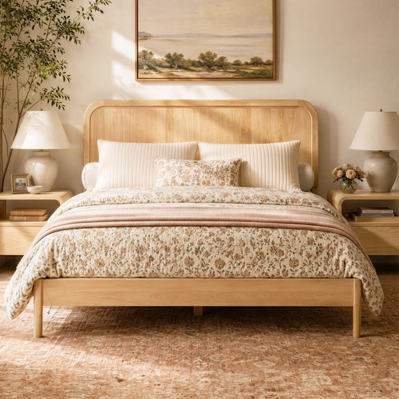 Brody Solid Wood Bed Frame Queen Natural, Queen, Natural