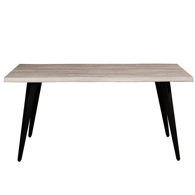 Micharl Rectangular MDF Dining Table with Wavy Edge Top and Powder-Coated Iron Base – Kitchen Restaurant Table Seats 4–6 Person