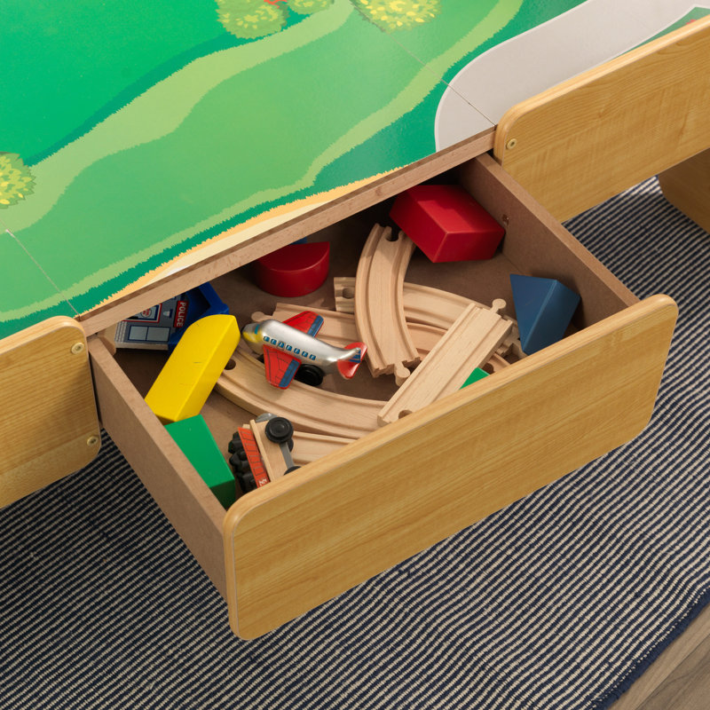 Natural Wooden Double-Sided Train and Activity Table