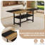 Ensemble de table de salle à manger rectangulaire pour 8 personnes, ensemble de table de salle à manger 71 po avec 8 chaises rembourrées et tablette de rangement, plateau de table en bois avec structure en métal-2083879521