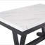 1pc Transitional Modern Formal Dining Table White Faux Marble Rectangular Table Top Trestle Base Black Finish Legs Wooden Dining Room Furniture