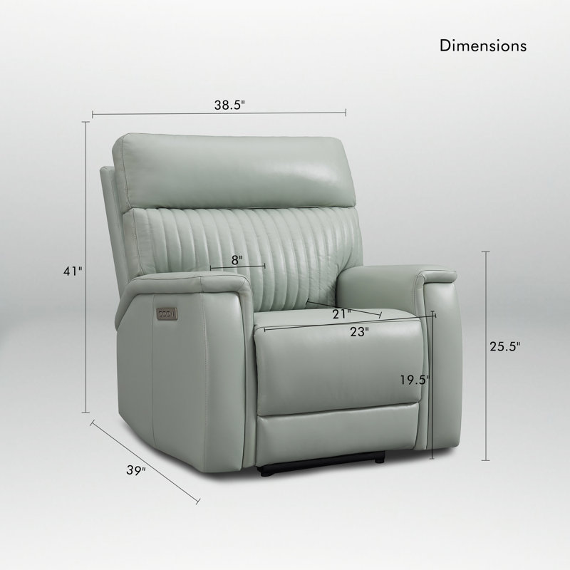 Fauteuil inclinable 39 po en cuir véritable à triple gravité avec port USB-C et port USB-C, Green