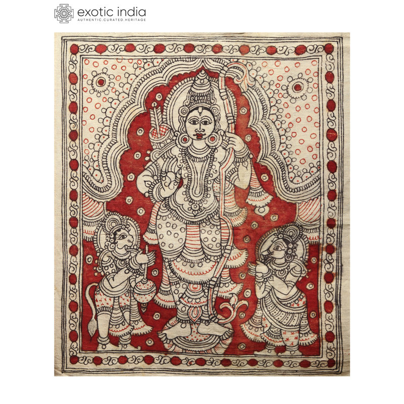 Lord Rama avec Hanumana | Kalamkari, peinture sur coton