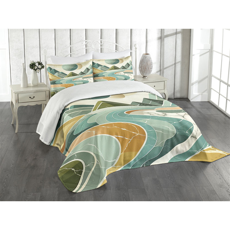 Polyester Abstract Coverlet, King Coverlet / Bedspread + 2 Standard Shams