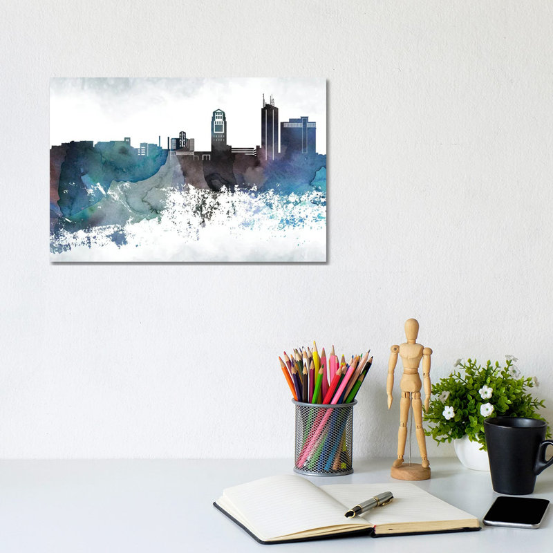 Ann Arbor Bluish Skylines - Wrapped Canvas Print, 20.32cm H x 30.48cm W