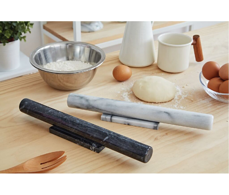 White Matte Marble Rolling Pin with Stand