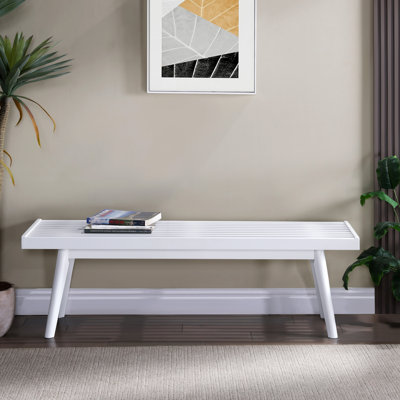 Banc à lattes en bois massif blanc