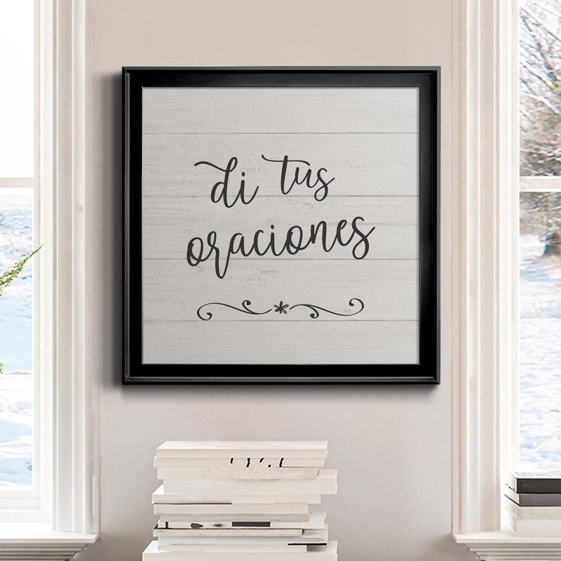 Oraciones - Art textuel sur toile, H 34,5 po x l 34,5 po x P 1,5 po, Noir
