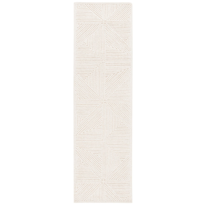 Lisabet Textural Hand Tufted Wool/Cotton Geometric Rug in Ivory, Runner 2'3" x 8'