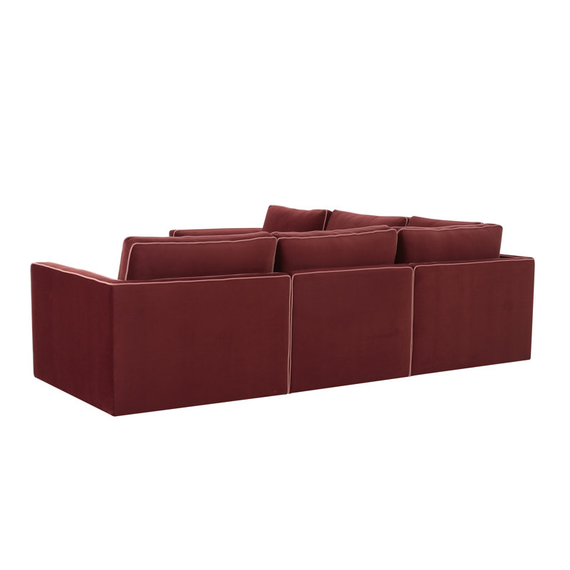 Canapé modulaire Clairah Misty, Velours rouge