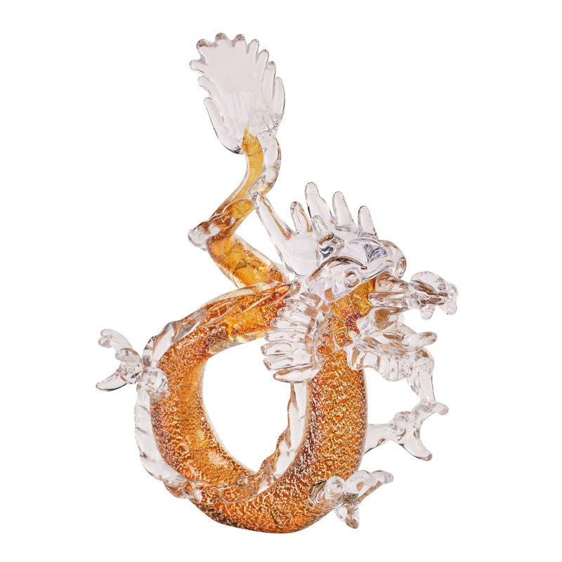 Sculpture en verre de dragon, grand ambre