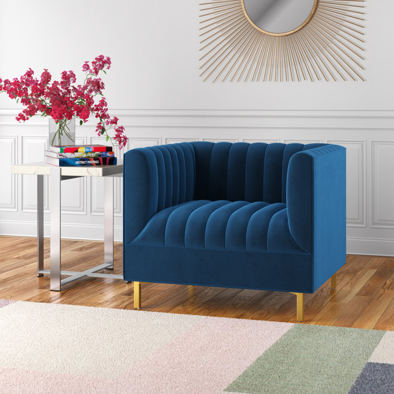 Kaylin Velvet Armchair, Navy 