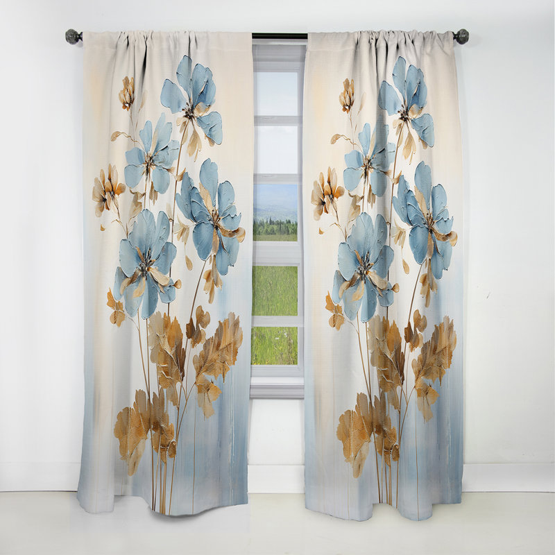 Rideau à motif floral occultant - 1 panneau, L 52 po x L 90 po